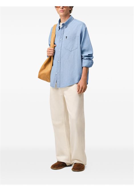 boxy adc shirt man light blue AMI PARIS | HSH822.CO0221484